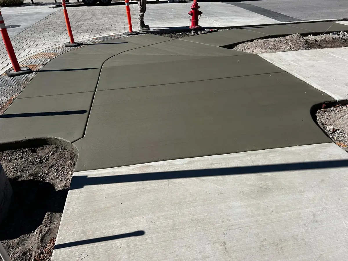 Concrete pedestrian crossing with clean edges and joint lines