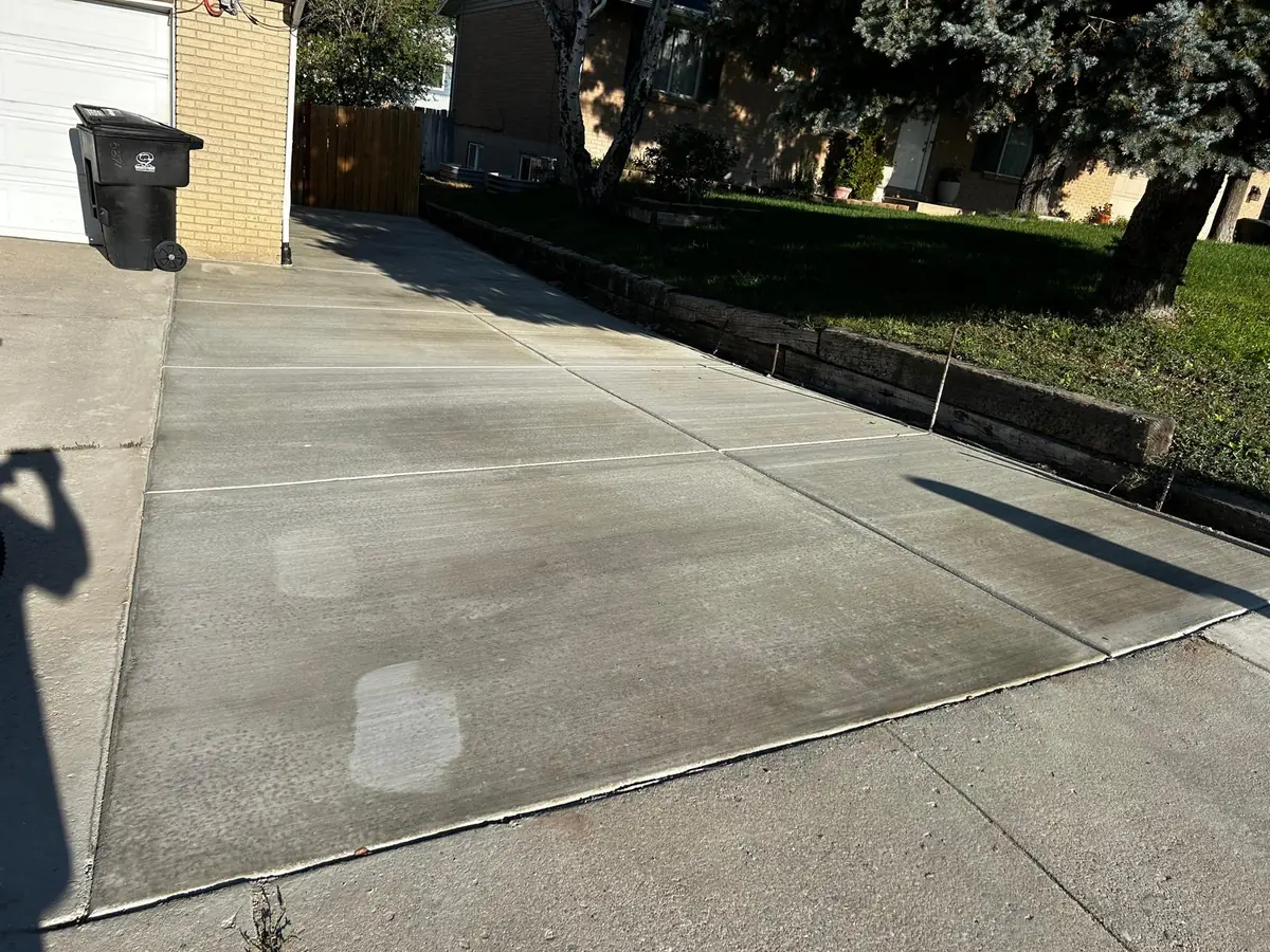 Residential concrete driveway and garage approach