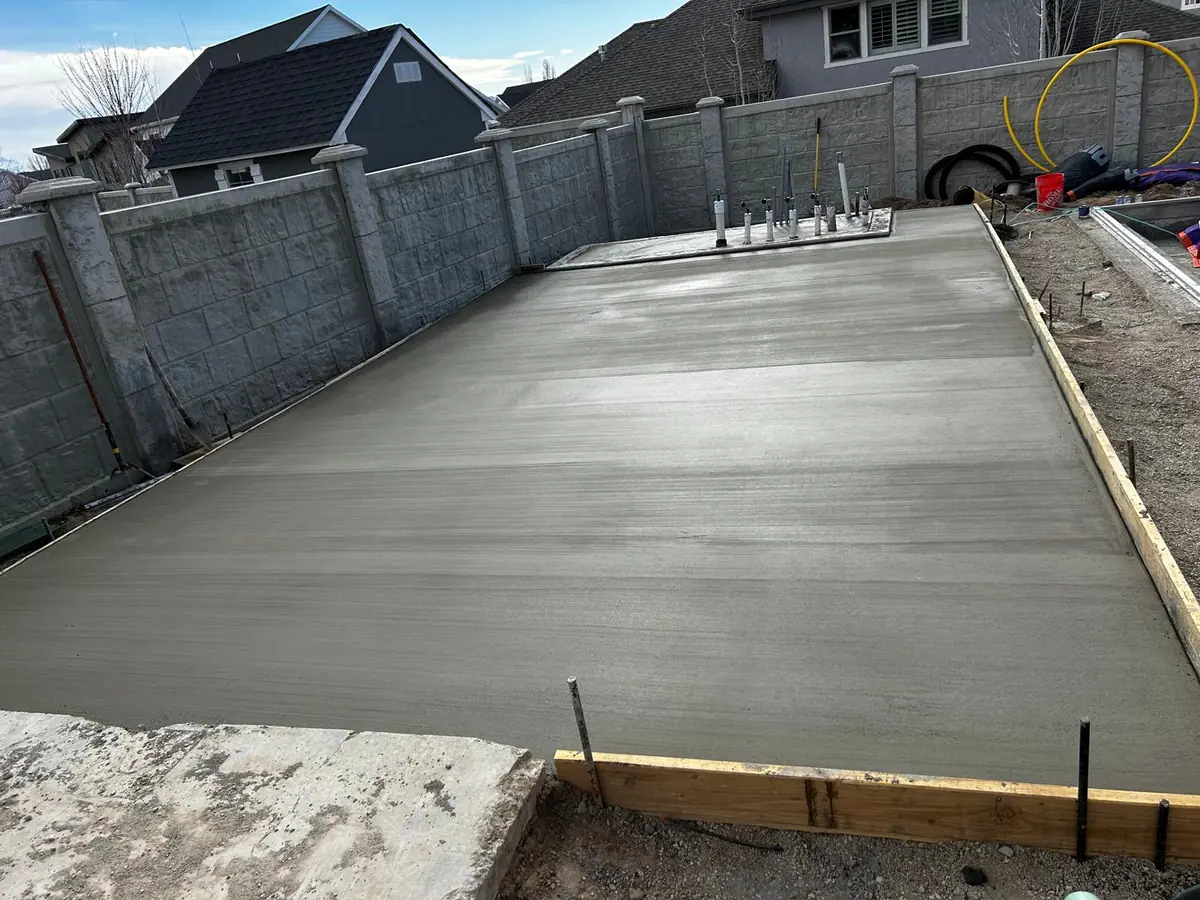 Wide concrete surface with broom texture and clean panel joints